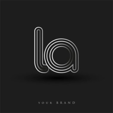 İlk logo LA siyah beyaz çizgili kompozisyon ve küçük harf, Vector logo tasarım elemanları iş veya şirket kimliği için.