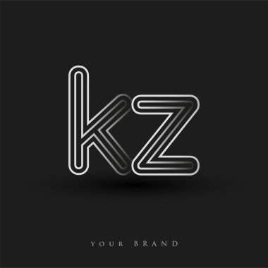 Başlangıçta KZ logosu çizgili kompozisyon ve küçük harf, Vector logo şablonu elemanları şirketiniz veya şirket kimliğiniz için siyah ve beyaza boyandı.