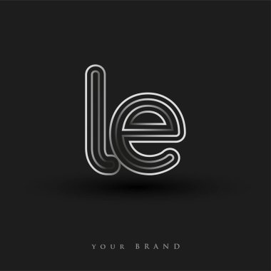 İlk logo ile çizgili kompozisyon ve küçük bant, Vector logo şablonu elementleri iş veya şirket kimliği için siyah beyaz.