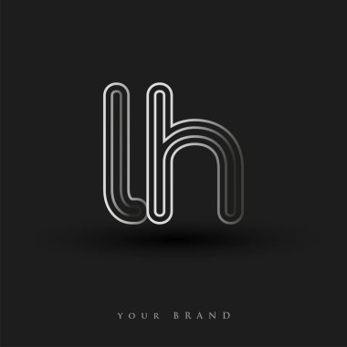 İlk logo LH renkli siyah beyaz çizgili kompozisyon ve küçük harf, Vector logo şablon elemanları iş veya şirket kimliğiniz için.