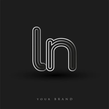 İlk logo LN renkli siyah-beyaz çizgili kompozisyon ve küçük harf, Vector logo şablon elemanları iş veya şirket kimliğiniz için.