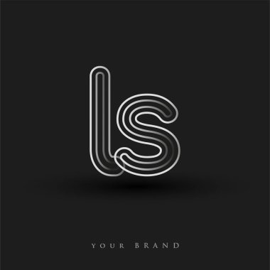 ilk logo LS renkli siyah beyaz çizgili kompozisyon ve küçük harf, Vector logo şablon elemanları iş veya şirket kimliğiniz için.