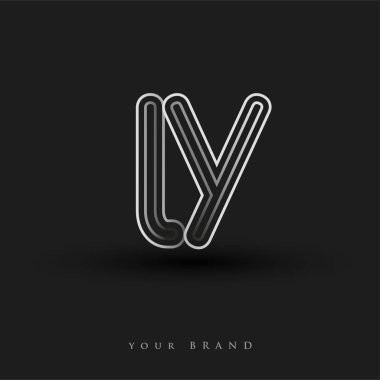 ilk logo LY renkli siyah beyaz çizgili kompozisyon ve küçük harf, Vector logo şablon elemanları iş veya şirket kimliğiniz için.