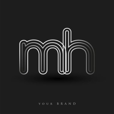 İlk logo MH renkli siyah-beyaz çizgili kompozisyon ve küçük harf, Vector logo şablon elemanları işletmeniz veya şirket kimliğiniz için.