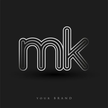 İlk logo MK renkli siyah beyaz çizgili kompozisyon ve küçük harf, Vector logo şablon elemanları işletmeniz veya şirket kimliğiniz için.