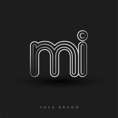 İlk logo MI siyah beyaz çizgili kompozisyon ve küçük harf, Vector logo şablon elemanları şirketiniz veya şirket kimliğiniz için.