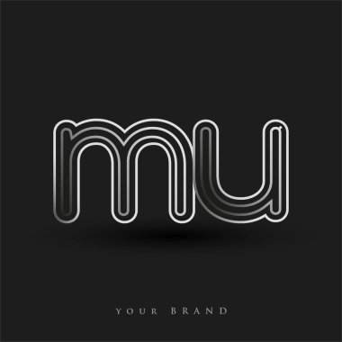 İlk logo MU siyah-beyaz çizgili kompozisyon ve küçük harf, Vector logo şablonu elemanları iş veya şirket kimliğiniz için.