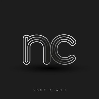 Başlangıçta NC logosu çizgili kompozisyon ve küçük harf, Vector logo şablonu elemanları şirketiniz veya şirket kimliğiniz için siyah beyaz renkteydi.