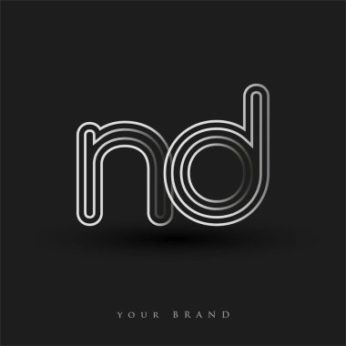 Başlangıçta ND logosu çizgili kompozisyon ve küçük harf, Vector logo tasarım şablonu elemanları şirketiniz veya şirket kimliğiniz için siyah beyaz renkteydi.