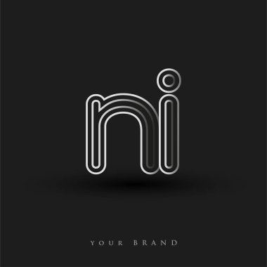 İlk logo NI siyah beyaz çizgili kompozisyon ve küçük harf, Vector logo şablon elemanları iş veya şirket kimliğiniz için.