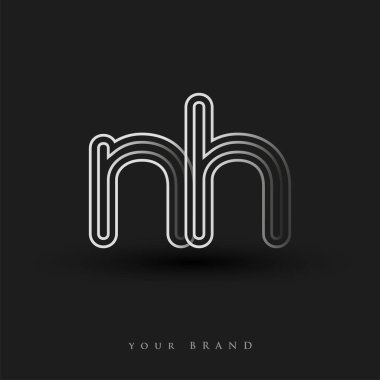İlk logo NH renkli siyah beyaz çizgili kompozisyon ve küçük harf, Vector logo şablon elemanları iş veya şirket kimliğiniz için.