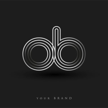 OB logosu çizgili kompozisyon ve küçük harf, Vector logo şablonu elemanları şirketiniz ya da şirket kimliğiniz için siyah beyaz olarak renklendirildi.