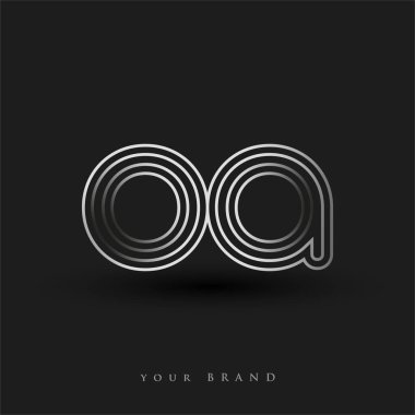 Başlangıçta OA logosu çizgili kompozisyon ve küçük harf, Vector logo şablonu elemanları şirketiniz veya şirket kimliğiniz için siyah beyaz renkteydi.