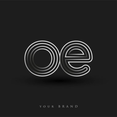 İlk logo OE renkli siyah beyaz çizgili kompozisyon ve küçük harf, Vector logo şablon elemanları iş veya şirket kimliğiniz için.