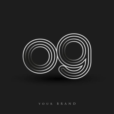 İlk logo çizgili kompozisyon ve küçük logo, Vector logo şablonu elemanları şirketiniz veya şirket kimliğiniz için siyah ve beyaza boyandı.