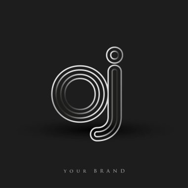 Başlangıçta OJ logosu çizgili kompozisyon ve küçük harf, Vector logo şablonu elemanları şirketiniz ya da şirket kimliğiniz için siyah beyaz renkteydi.