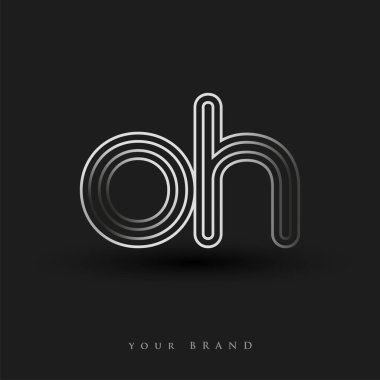 İlk logo OH siyah-beyaz çizgili kompozisyon ve küçük harf, Vector logo şablon elemanları iş veya şirket kimliğiniz için.