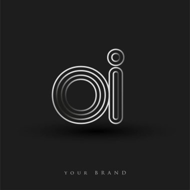 Başlangıç logosu çizgili kompozisyon ve küçük logo, Vector logo tasarım elemanları şirketiniz veya şirket kimliğiniz için siyah beyaz.