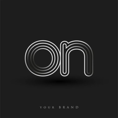 Çizgili kompozisyon ve küçük harf içeren ilk logo on renklendirilmiş siyah beyaz, şirketiniz veya şirket kimliğiniz için vektör logosu şablonu unsurları.