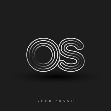 İşletme veya şirket kimliğiniz için vektör logosu şablonu unsurları çizgili ve küçük ölçekli ilk logo işletim sistemi siyah beyaz.