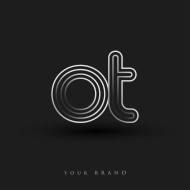 İlk logo, çizgili kompozisyon ve küçük harf, Vector logo şablonu elemanları şirketiniz veya şirket kimliğiniz için siyah beyaz olarak renklendirilmiş..