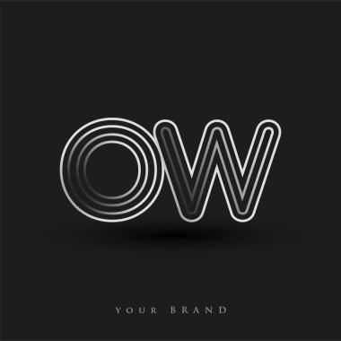 İlk logo OW renkli siyah beyaz çizgili kompozisyon ve küçük harf, Vector logo şablonu elemanları iş veya şirket kimliğiniz için.