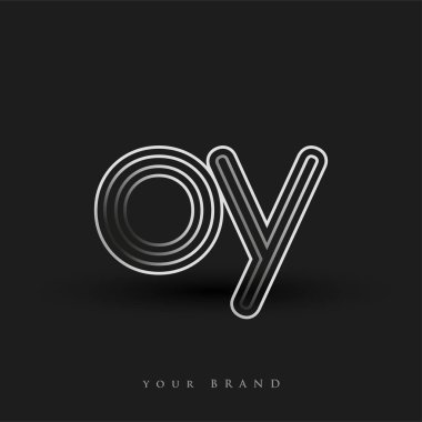 İlk logo OY renkli siyah beyaz çizgili kompozisyon ve küçük harf, Vector logo şablon elemanları iş veya şirket kimliğiniz için.