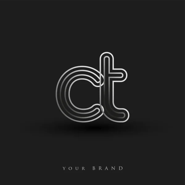 初始标识Ct颜色为黑白 带有条纹和小写字母 向量标识为您的业务或公司身份设计模板元素 — 图库矢量图片