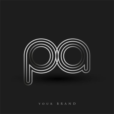 İlk logo PA renkli siyah-beyaz çizgili kompozisyon ve küçük harf, Vector logo şablon elemanları iş veya şirket kimliğiniz için.