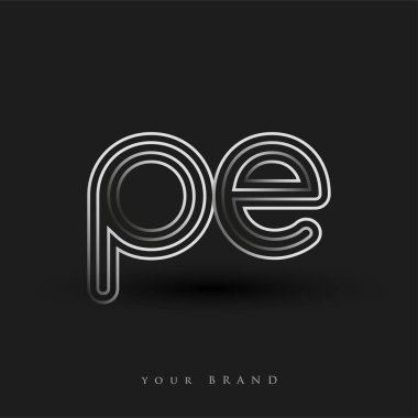 İlk logo siyah-beyaz çizgili kompozisyon ve küçük harf, Vector logo şablonu elemanları iş veya şirket kimliğiniz için.