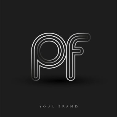 Başlangıçta PF logosu çizgili kompozisyon ve küçük harf, Vector logo tasarım şablonu elemanları şirketiniz veya şirket kimliğiniz için siyah ve beyaza boyandı.