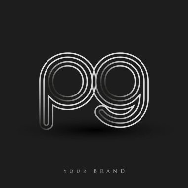 Başlangıçta PG renkli siyah beyaz çizgili kompozisyon ve küçük harf, Vector logo şablonu elemanları iş veya şirket kimliğiniz için.