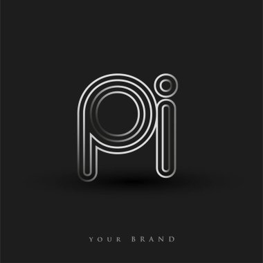 İlk logo siyah-beyaz çizgili kompozisyon ve küçük harf, Vector logo şablonu elemanları iş veya şirket kimliğiniz için.