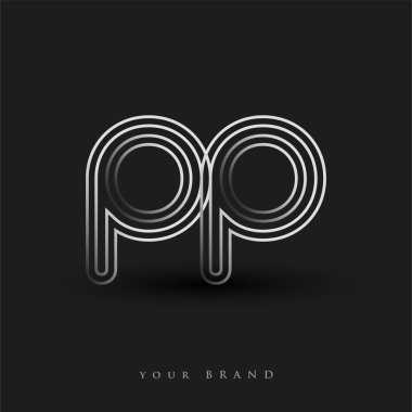 Başlangıçta PP logosu çizgili kompozisyon ve küçük harf, Vector logo tasarım şablonu elemanları şirketiniz veya şirket kimliğiniz için siyah ve beyaza boyandı.