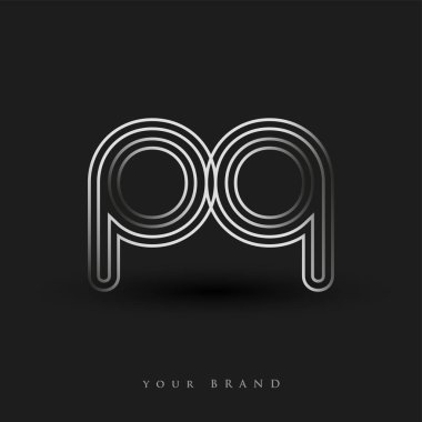 Başlangıçta PQ logosu çizgili kompozisyon ve küçük harf, Vector logo tasarım şablonu elemanları şirketiniz veya şirket kimliğiniz için siyah ve beyazdı.