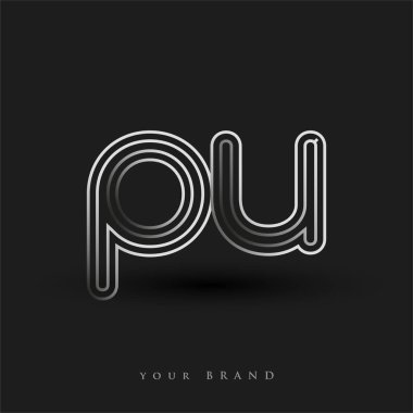 İlk logo siyah beyaz çizgili kompozisyon ve küçük harf, Vector logo şablonu elemanları şirketiniz veya şirket kimliğiniz için.