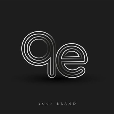 başlangıç logosu QE çizgili kompozisyon ve küçük harf, Vector logo şablonu elemanları iş veya şirket kimliğiniz için siyah beyaz.