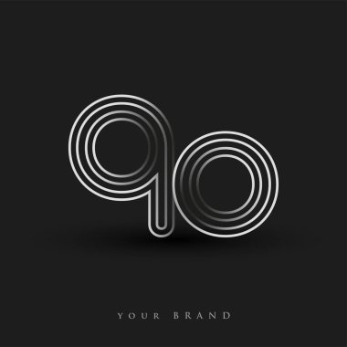 İlk logo QO renkli siyah-beyaz çizgili kompozisyon ve küçük harf, Vector logo tasarım şablonu elemanları işletmeniz veya şirket kimliğiniz için.