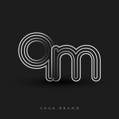 Başlangıçta QM logosu çizgili kompozisyon ve küçük harf, Vector logo şablonu elemanları şirketiniz veya şirket kimliğiniz için siyah beyaz renkteydi.