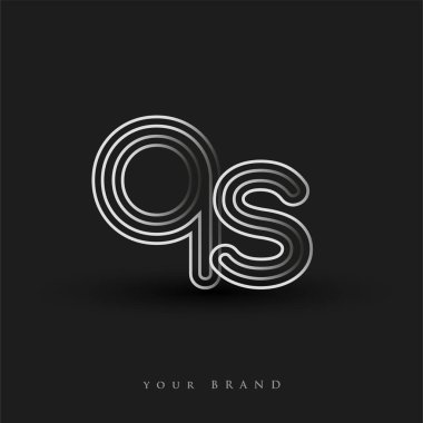 ilk logo QS renkli siyah beyaz çizgili kompozisyon ve küçük harf, Vector logo şablon elemanları iş veya şirket kimliğiniz için.