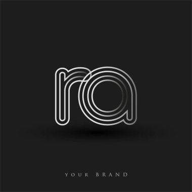 İlk logo RA renkli siyah-beyaz çizgili kompozisyon ve küçük harf, Vector logo şablon elemanları şirketiniz veya şirket kimliğiniz için.