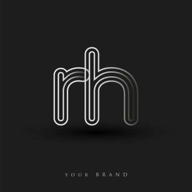 Başlangıçta RH logosu çizgili kompozisyon ve küçük harf, Vector logo tasarım şablonu elemanları şirketiniz veya şirket kimliğiniz için siyah ve beyazdı.