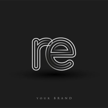 İlk logo RE renkli siyah-beyaz çizgili kompozisyon ve küçük harf, Vector logo şablon elemanları iş veya şirket kimliğiniz için.