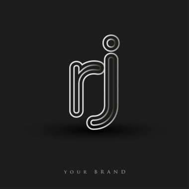 İlk logo RJ çizgili kompozisyon ve küçük harf, Vector logo şablon elemanları şirketiniz veya şirket kimliğiniz için siyah-beyaz renklendirilmiş.