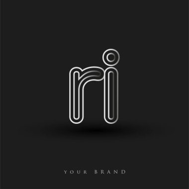 İlk logo RI çizgili kompozisyon ve küçük harf, Vector logo tasarım şablonu elemanları şirketiniz veya şirket kimliğiniz için siyah beyaz.