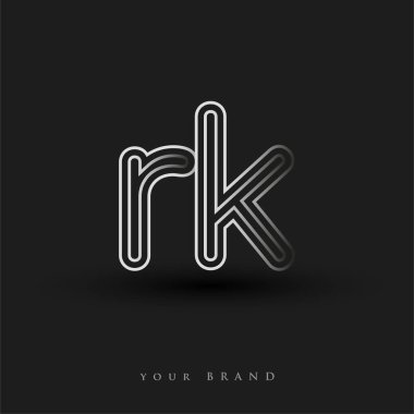 İlk logo RK siyah beyaz çizgili kompozisyon ve küçük harf, Vector logo şablon elemanları iş veya şirket kimliğiniz için.