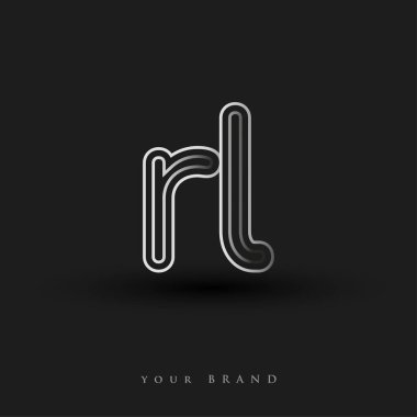 İlk logo RL renkli siyah beyaz çizgili kompozisyon ve küçük harf, Vector logo şablon elemanları iş veya şirket kimliğiniz için.