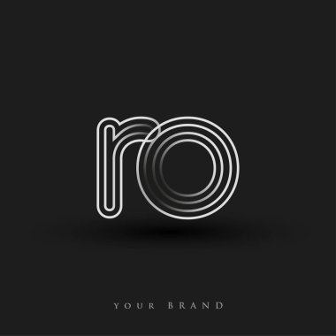 ilk logo RO renkli siyah beyaz çizgili kompozisyon ve küçük harf, Vector logo şablonu elemanları iş veya şirket kimliğiniz için.