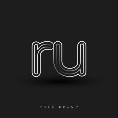 İlk logo RU renkli siyah beyaz çizgili kompozisyon ve küçük harf, Vector logo şablon elemanları iş veya şirket kimliğiniz için.