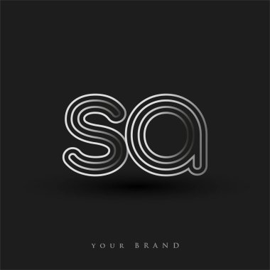 İlk logo SA renkli siyah-beyaz çizgili kompozisyon ve küçük harf, Vector logo şablon elemanları iş veya şirket kimliğiniz için.